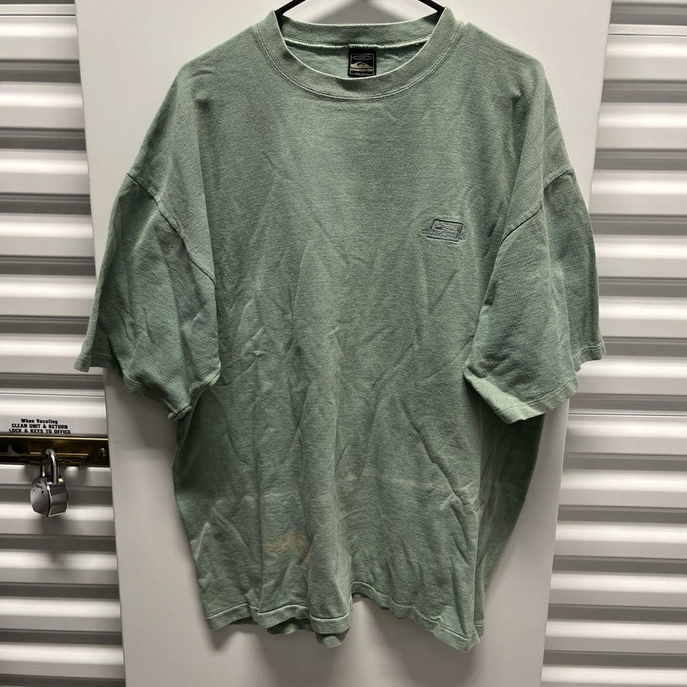 80s 90s Vintage Quicksilver Green Terry  Tshirt Mens L/XL RARE USA RARE